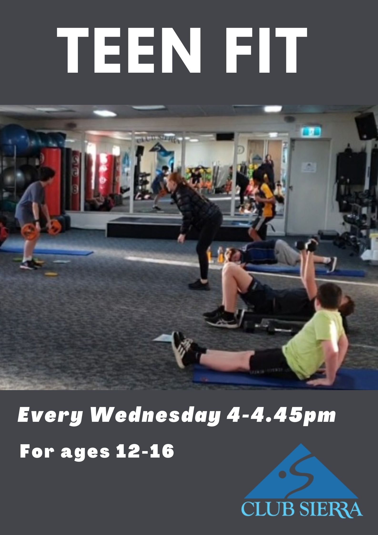 kids teen fit gym classes available at club sierra Mundaring